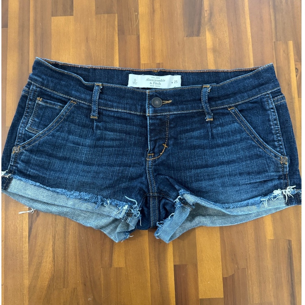 Abercrombie & Fitch Denim Shorts Womens 0 Dark Blue Low Rise Mini Shorts